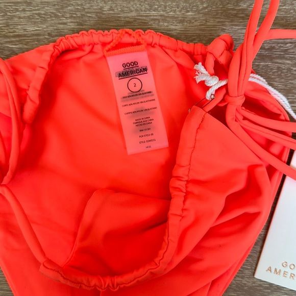 Good American Tiny Ties Bikini Bottom Hot Coral Size 2 - Picture 8 of 13